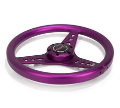 NRG Innovations All Aluminum Steering Wheel 330mm - Heart Cut Out- Ergonomic Grip- Anadized Purple RST-073-PP