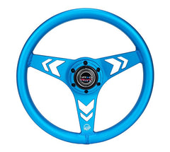 NRG Innovations All Aluminum Steering Wheel 330mm - Arow Cutout- Ergonomic Grip- Anadized Blue RST-070-BL