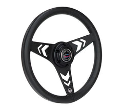 NRG Innovations All Aluminum Steering Wheel 330mm - Arow Cutout- Ergonomic Grip- Anadized Black RST-070-BK