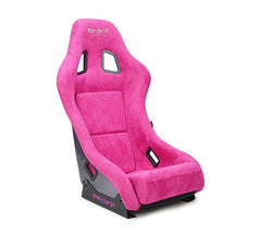 NRG Innovations FRP Bucket Seat PRISMA Edition with pearlized back. All Fushia alcantara vegan material w/ phone pockets. (Medium) FRP-303FH-PRISMA