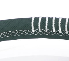 NRG Innovations Steering Wheel - 20 Year Anniversary Emerald Perforated Leather, Silver Stitching Reinforced Spoke, 1.5" Dish, 340 MM RST-037MB-G-20