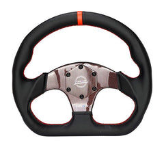 NRG Innovations CARBON FIBER STEERING WHEEL 320MM RED CARBON FIBER CENTER W/ RED STITCH RED CENTER MARK FLAT BOTTOM RST-024CF/RD