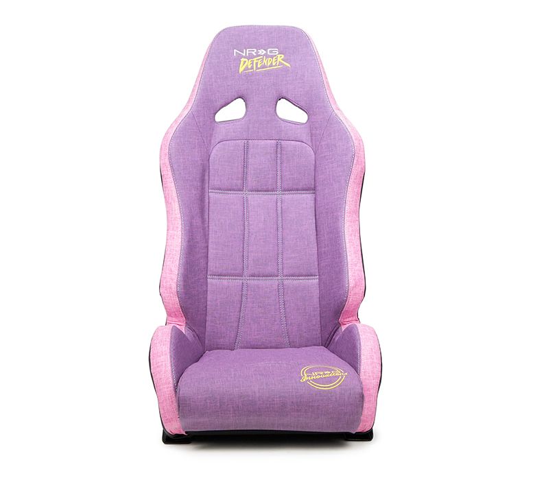 NRG Innovations Defender water resistant steel frame suspension seats Purple with Pink trim w/ Defender logo w/ Side mount bracket DF-100PP-S