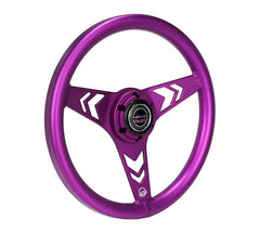 NRG Innovations All Aluminum Steering Wheel 330mm - Arow Cutout- Ergonomic Grip- Anadized Purple RST-070-PP