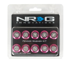 NRG Innovations Fender Washer Kit, Set of 10, Pink, Rivets for Metal FW-110PK