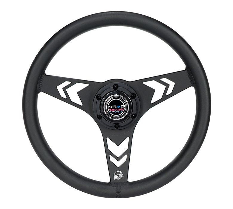 NRG Innovations All Aluminum Steering Wheel 330mm - Arow Cutout- Ergonomic Grip- Anadized Black RST-070-BK