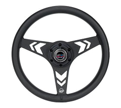 NRG Innovations All Aluminum Steering Wheel 330mm - Arow Cutout- Ergonomic Grip- Anadized Black RST-070-BK