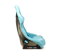 NRG Innovations FRP Bucket Seat ULTRA Edition with Grey peralized back, Teal vegan micro fiber material, phone pockets and special ultra embroidery (Medium) FRP-303TL-ULTRA