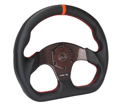 NRG Innovations CARBON FIBER STEERING WHEEL 320MM RED CARBON FIBER CENTER W/ RED STITCH RED CENTER MARK FLAT BOTTOM RST-024CF/RD