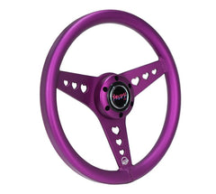 NRG Innovations All Aluminum Steering Wheel 330mm - Heart Cut Out- Ergonomic Grip- Anadized Purple RST-073-PP