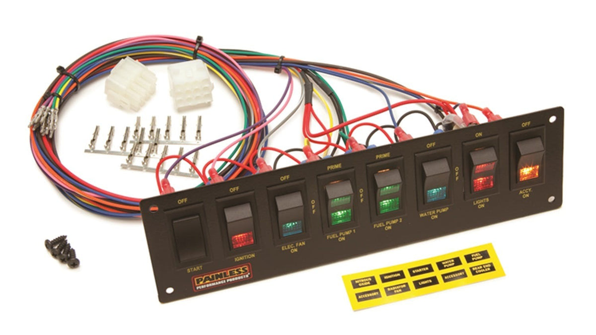 Painless 50201 8-Switch Panel/Non-Fused/Dash Mount (use w/50001)