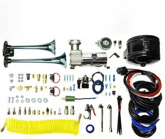 Pacbrake Premium Dual Air Horn Kit W/Air Horn Kit (HP10073) And Onboard Air Kit (HP10163) HP10213