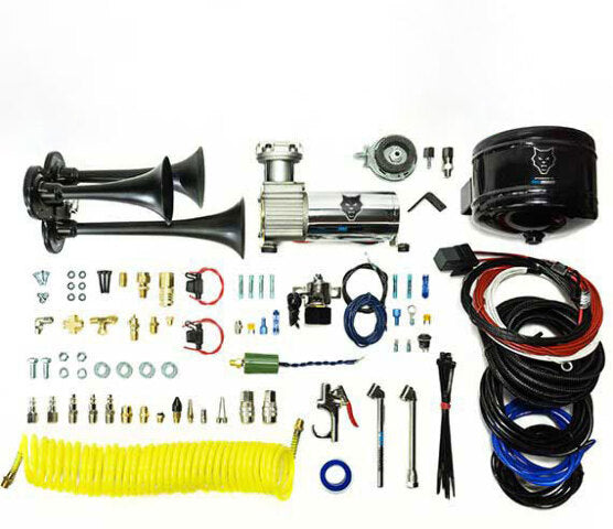 Pacbrake Premium Trio Air Horn W/Air Horn (HP10235) And Onboard Air (HP10163) Black HP10237