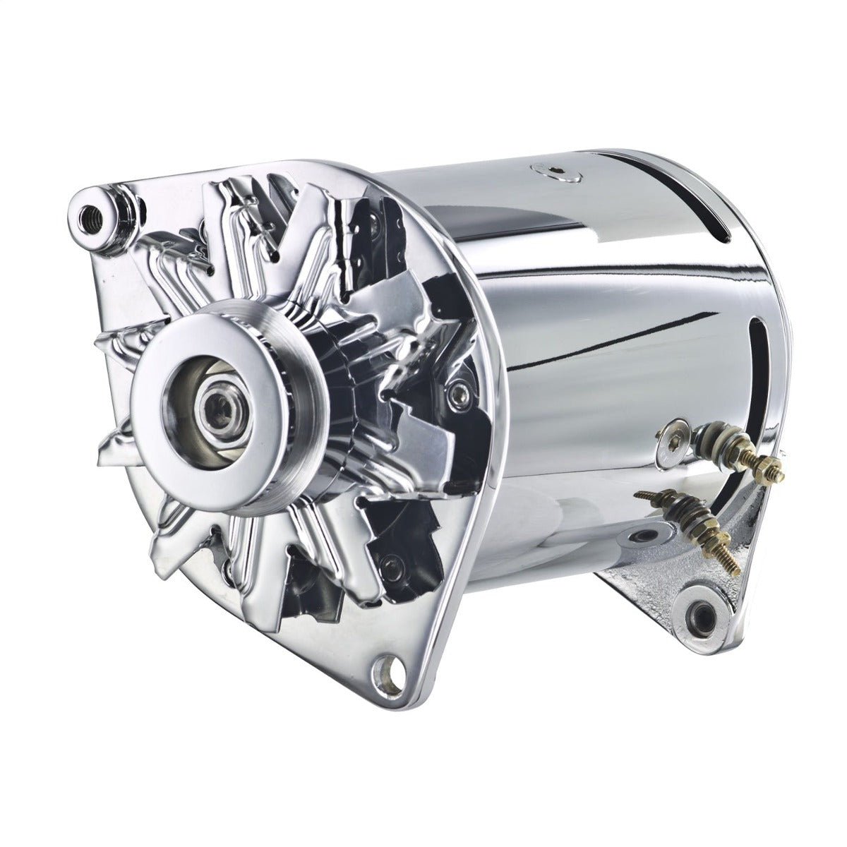 Powermaster 182158-2 PowerGEN Chrome 90A 12V w/Lamp Term w/Step Pulley