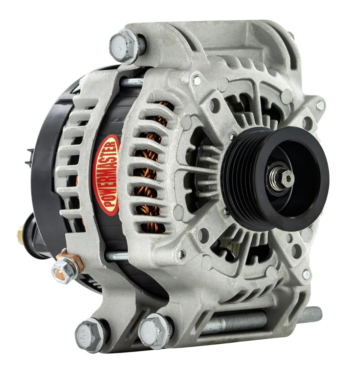 Powermaster 245 Amp Denso Alternator, Solid Pulley, Natural Finish 41574