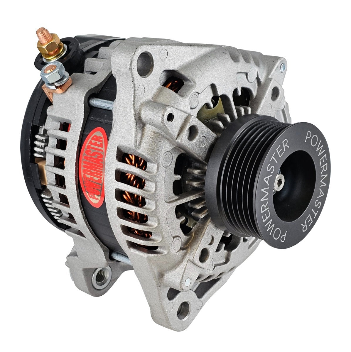 Powermaster 245 Amp Denso Alternator, 6-Groove Solid Pulley, Natural Finish 41626