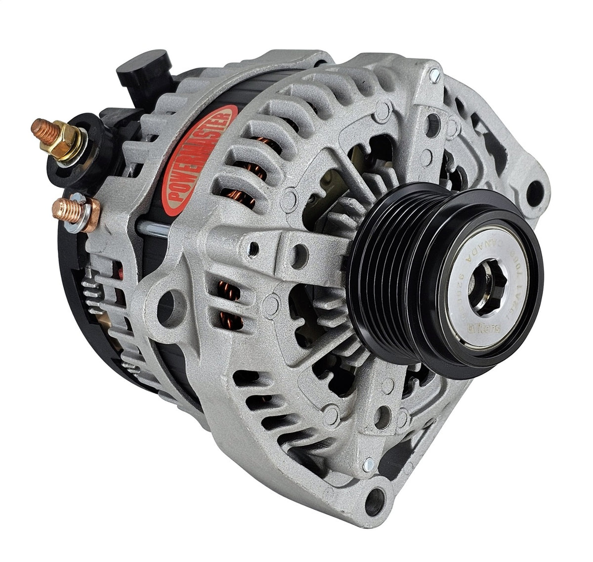 Powermaster 245 Amp Denso Alternator, 6-Groove Decoupler Pulley, 1-Wire, Natural Finish 44007-1