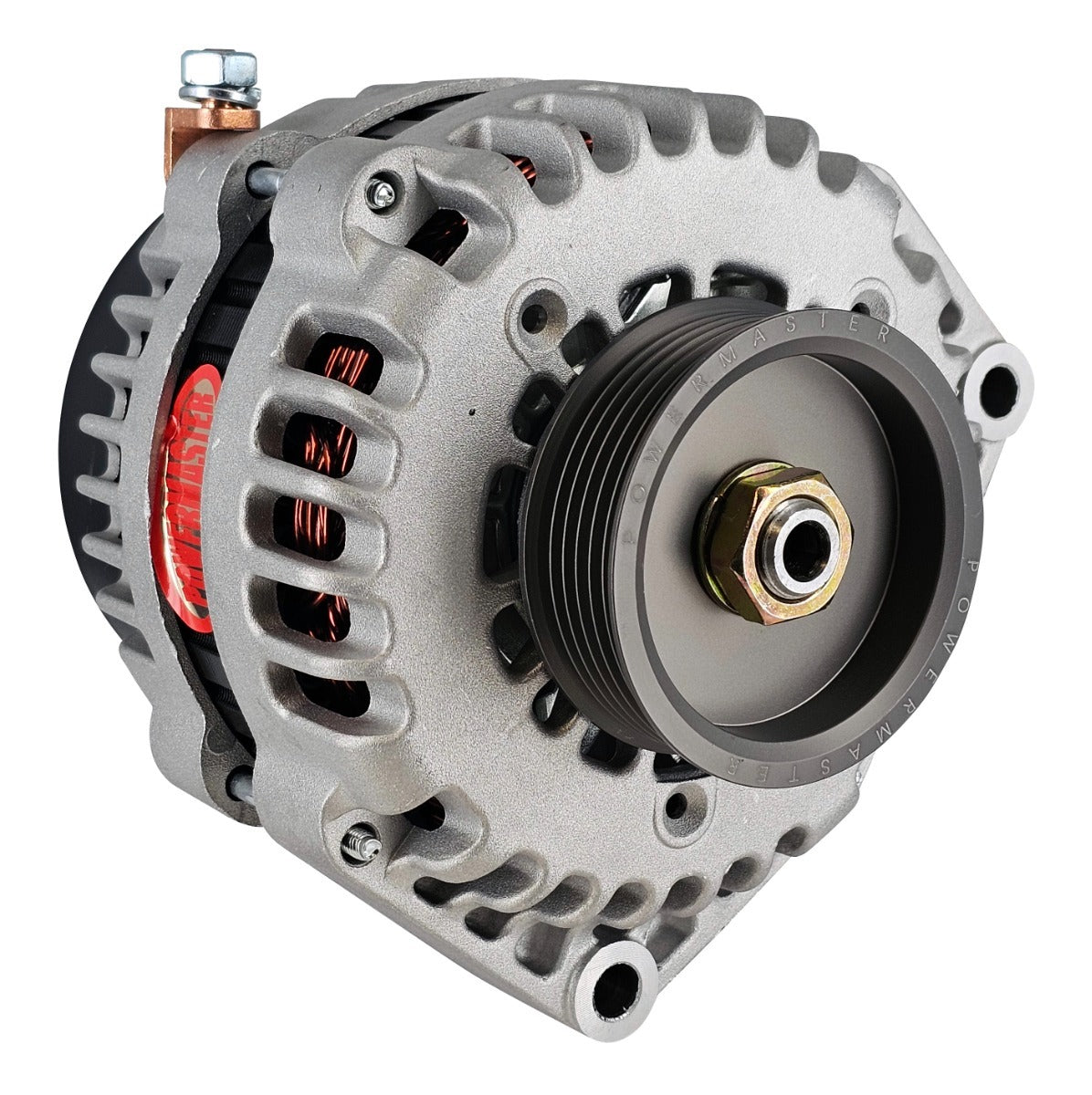 Powermaster XS Volt 220 Amp AD244 Alternator for GM, 3 in. 6-Groove Underdrive Pulley, Natural Finish 4823783