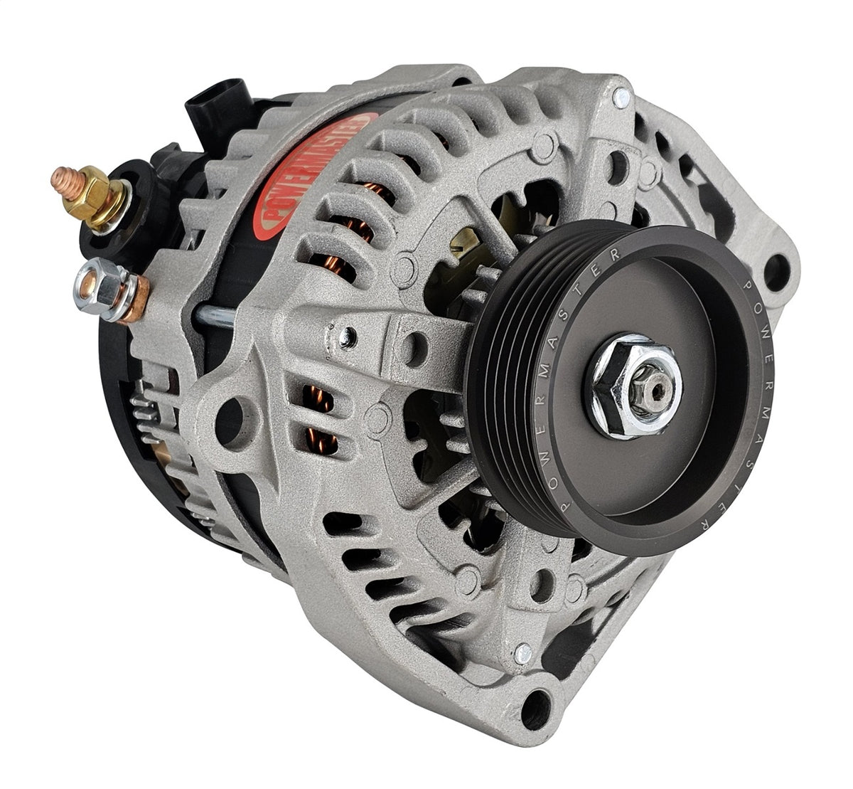 Powermaster 245 Amp Denso Alternator, 3 in. 6-Groove Underdrive Pulley, 2-Pin OE Hookup, Natural Finish 485503