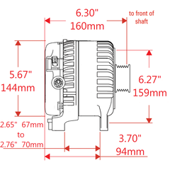 Powermaster 245 Amp Alternator, 8-Groove Pulley, Wrinkle Black Finish 51235W