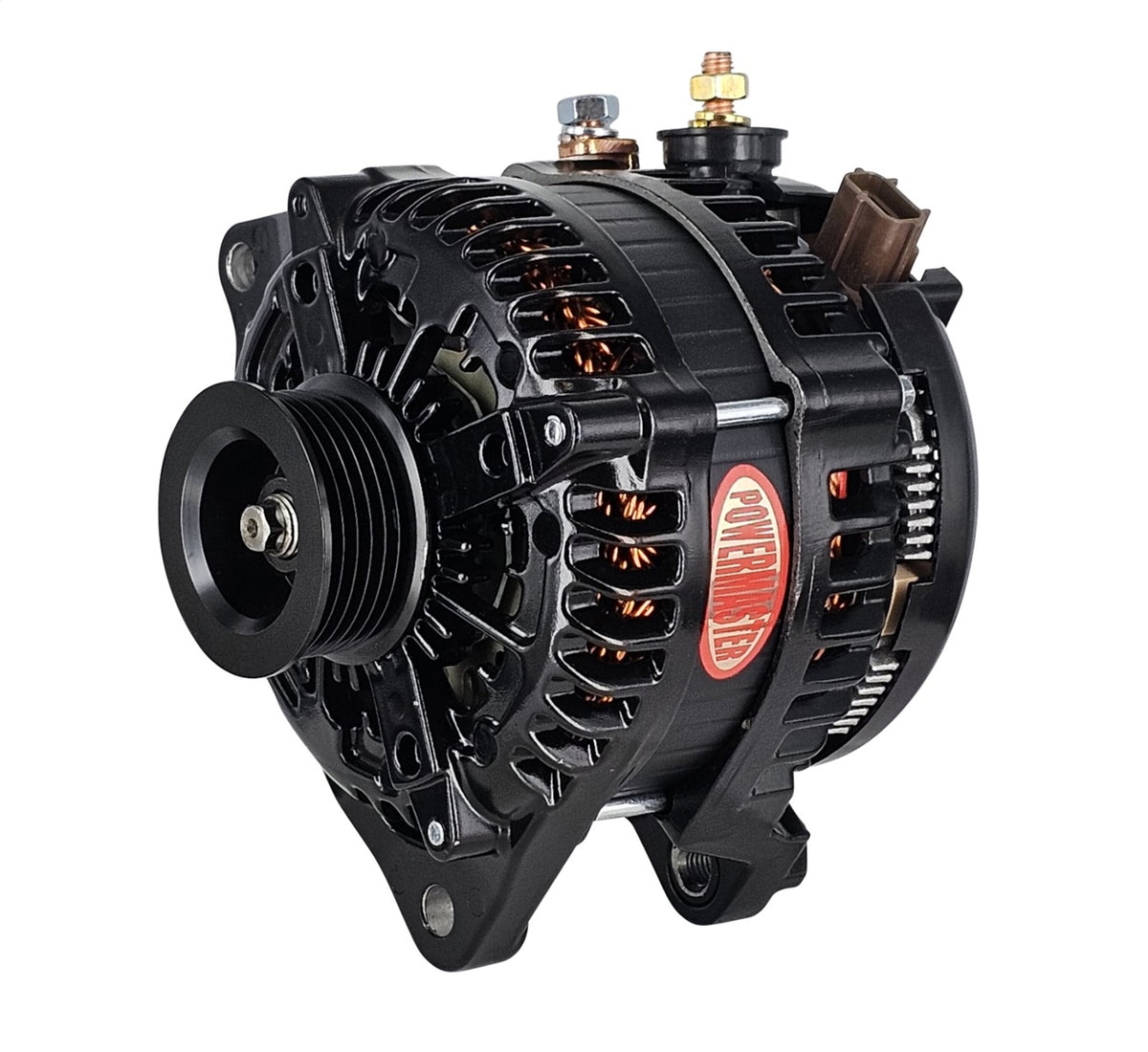 Powermaster 245 Amp Denso Alternator, 6-Groove Pulley, Black Finish 51624