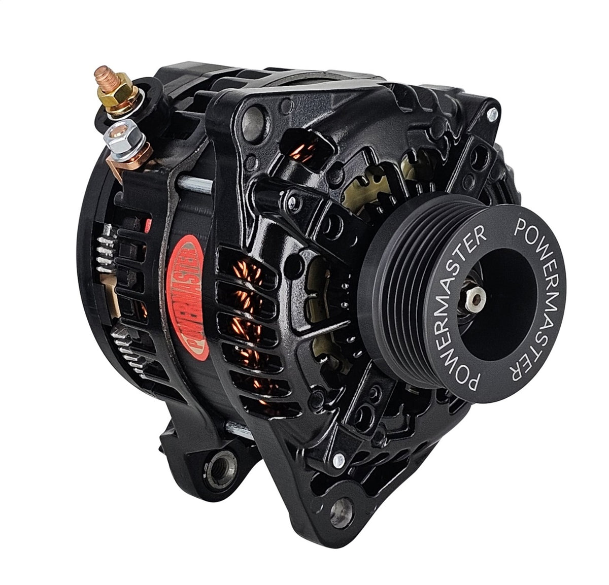 Powermaster 245 Amp Denso Alternator, 6-Groove Solid Pulley, Black Finish 51626