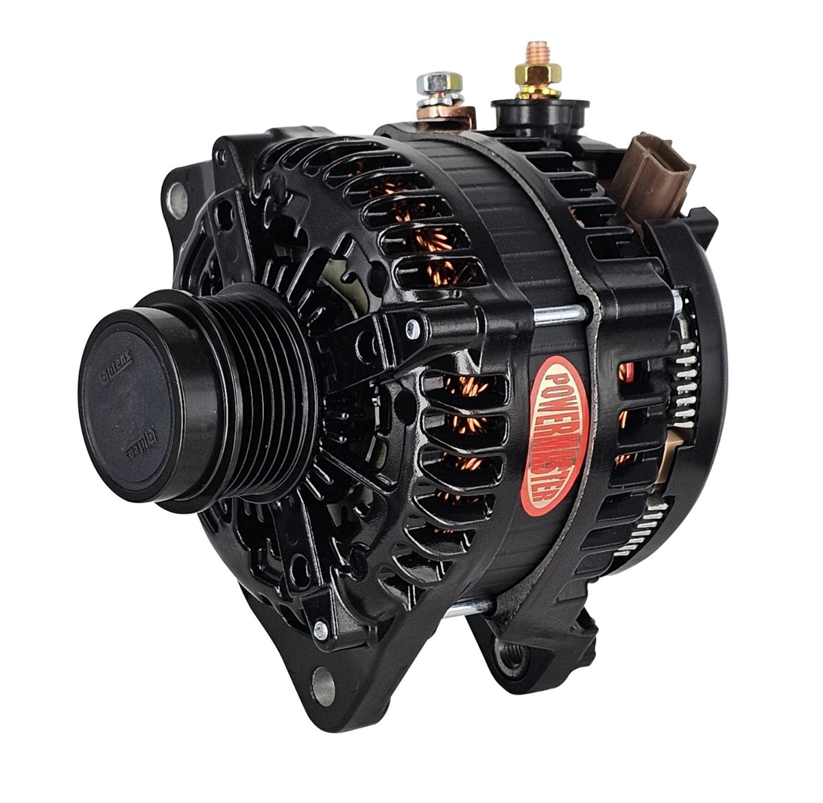 Powermaster 245 Amp Denso Alternator, 6-Groove Decoupler Pulley, Black Finish 54005