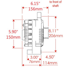 Powermaster 200 Amp 3G Alternator for Ford, 6-Groove Pulley, 1-Wire, Black Finish 577611