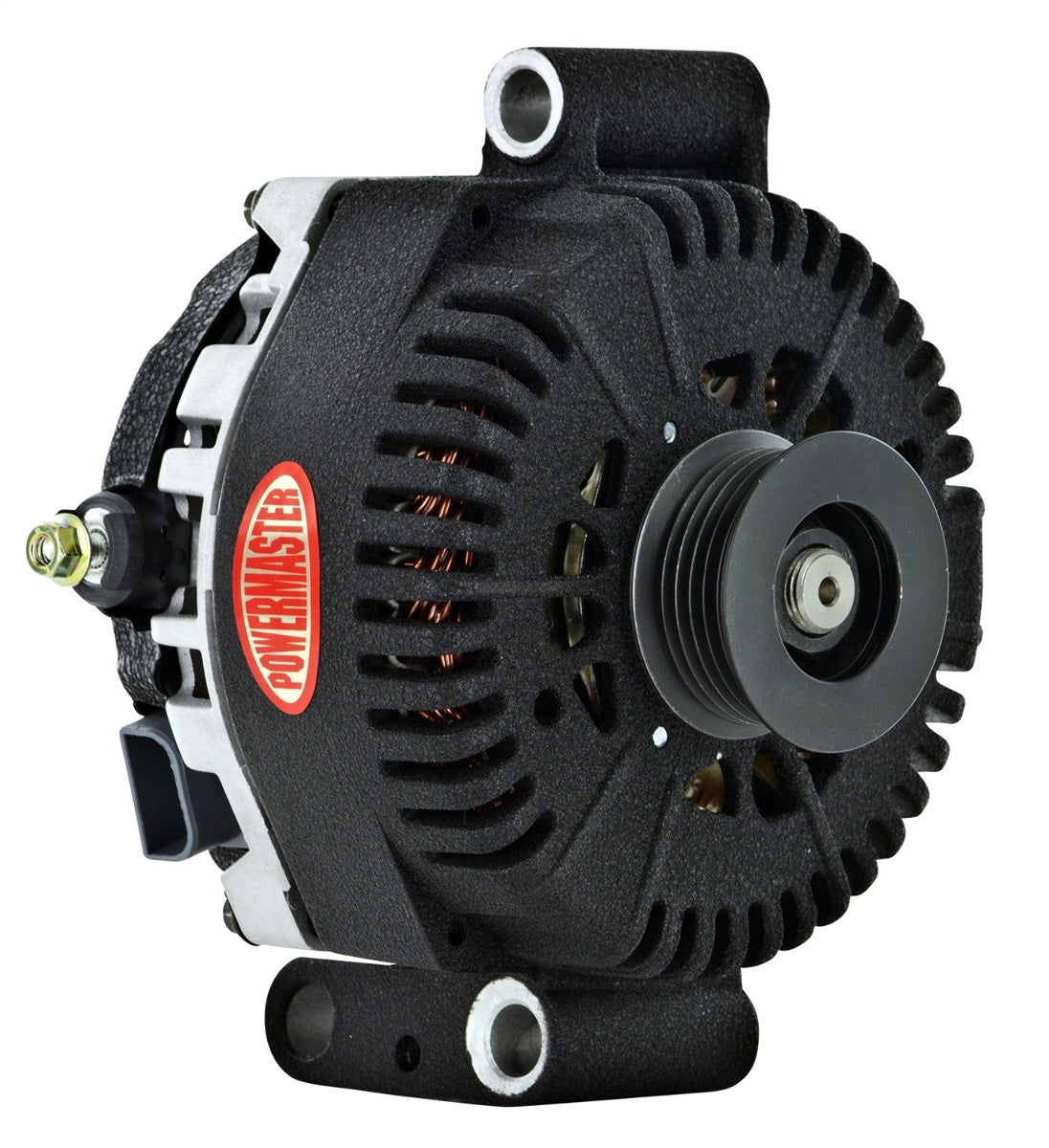 Powermaster 200 Amp 4G Alternator for Ford, 6-Groove Pulley, Wrinkle Black Finish 57787W