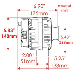 Powermaster 220 Amp AD244 Alternator for GM, 3 in. 6-Groove Underdrive Pulley, 2-Pin OE Hookup, Black Finish 583023