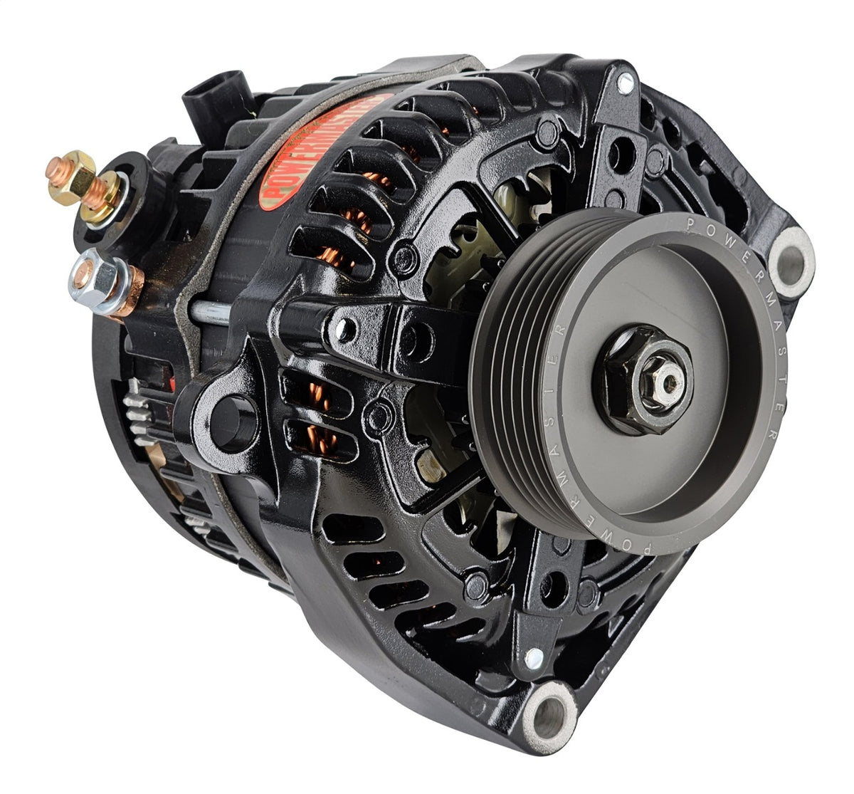 Powermaster 245 Amp Denso Alternator for GM, 3 in. 6-Groove Underdrive Pulley, 1-Wire, Black Finish 585503-1