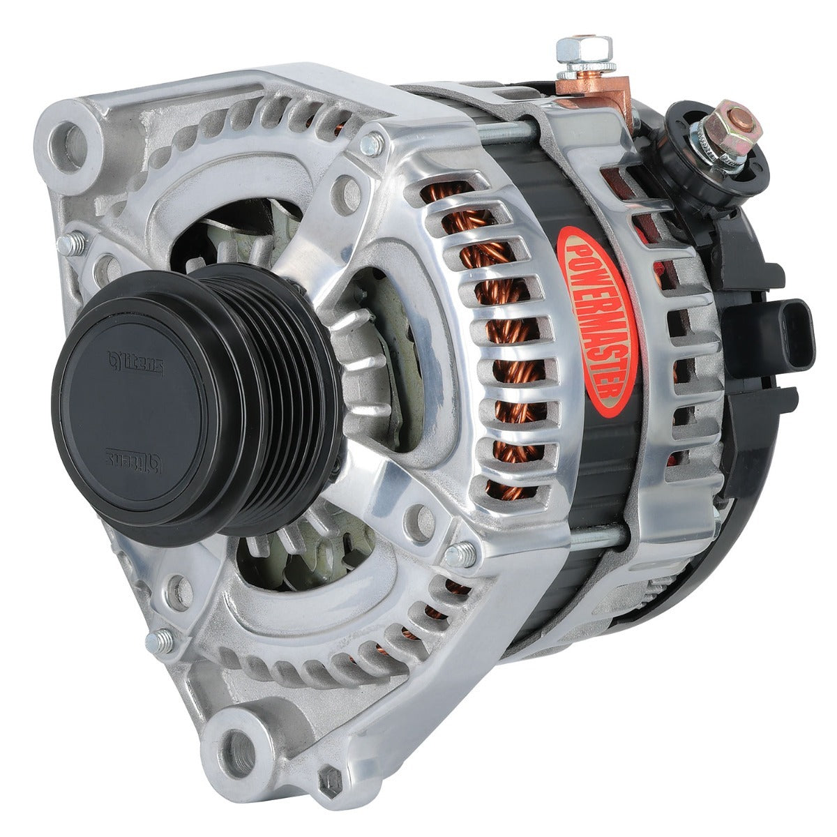 Powermaster 245 Amp Denso Alternator, Decoupler Pulley, 1-Wire, Polished Finish 61794-1