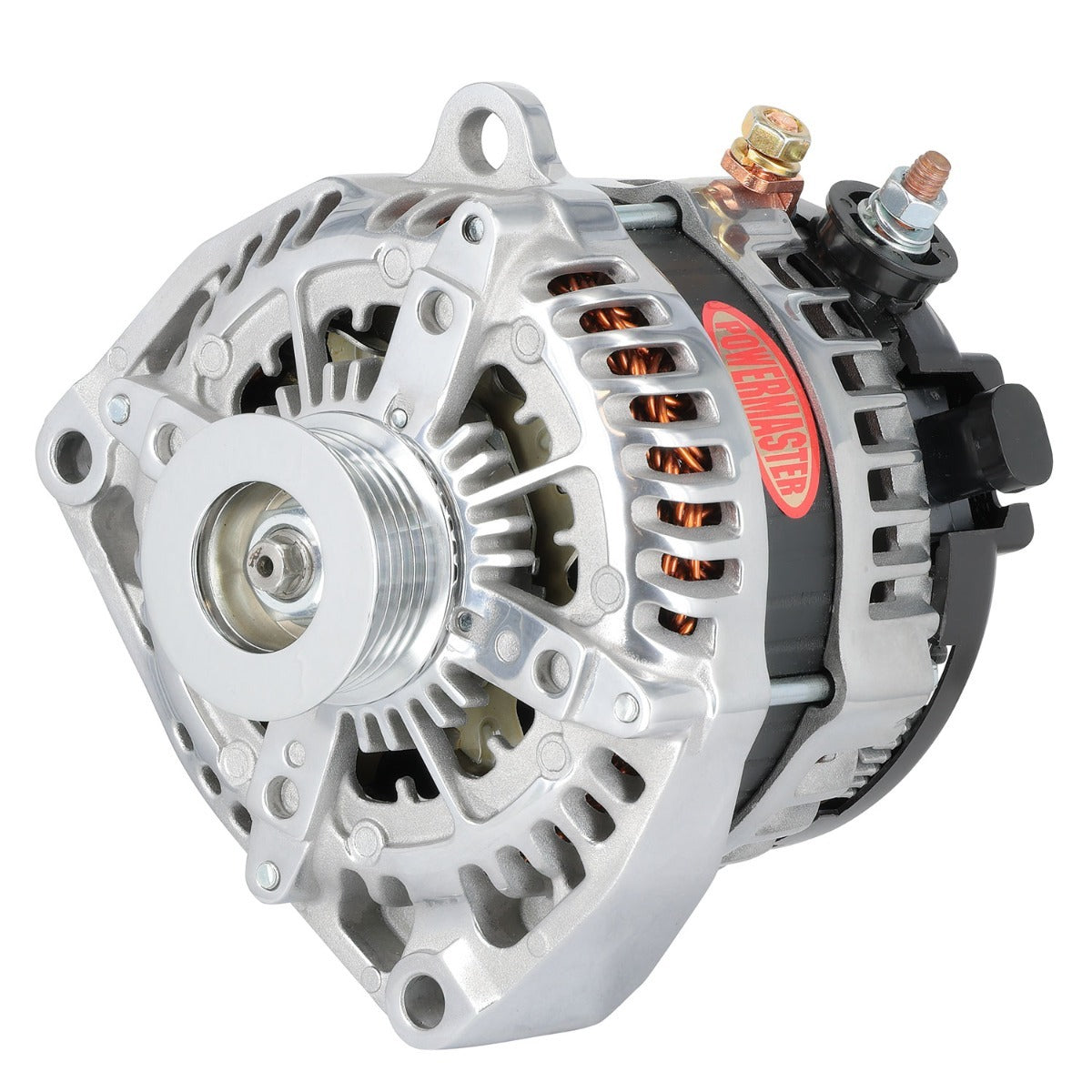 Powermaster 245 Amp Denso Alternator, 6-Groove Pulley, 1-Wire, Polished Finish 68550-1