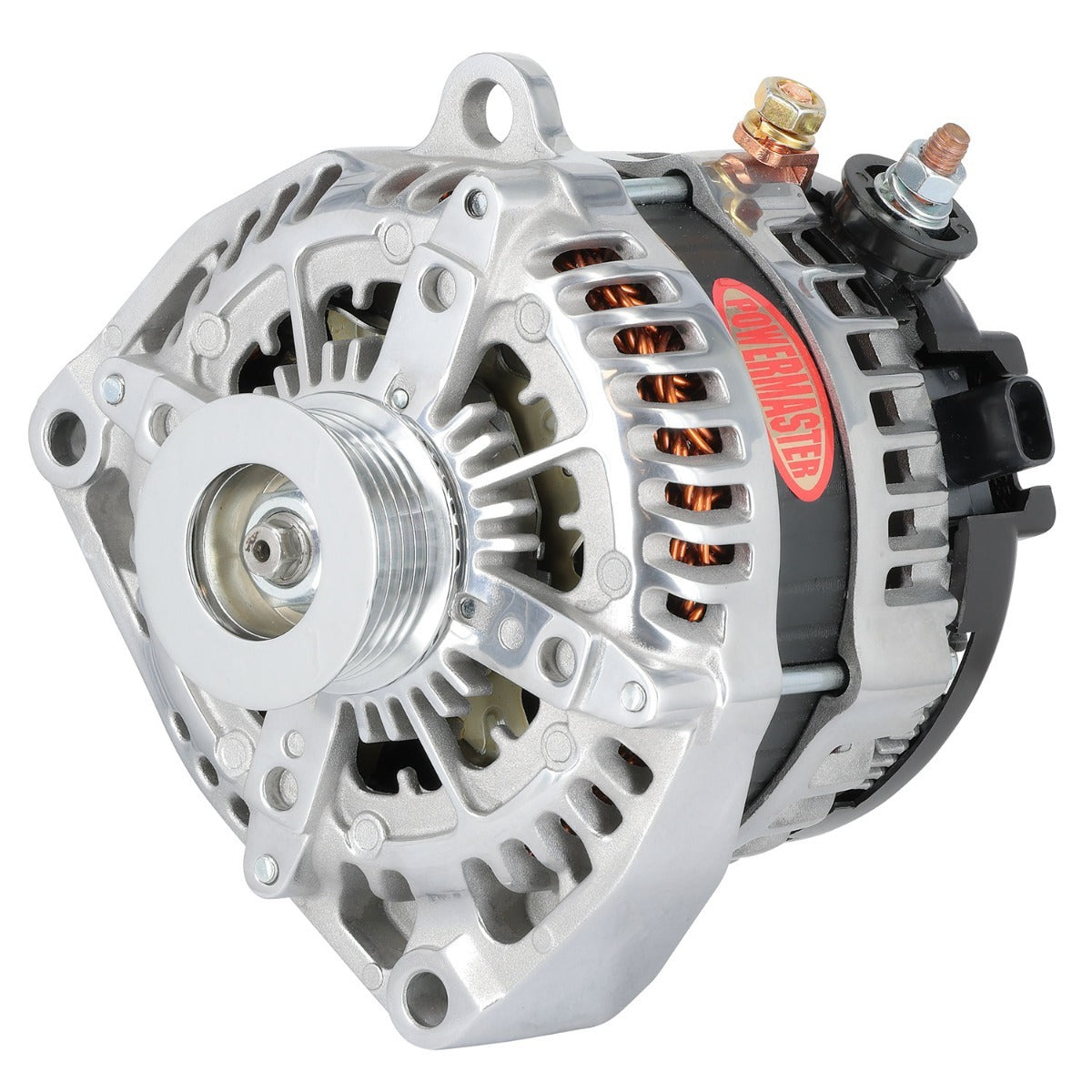 Powermaster 245 Amp Denso Alternator, 6-Groove Pulley, Polished Finish 68550