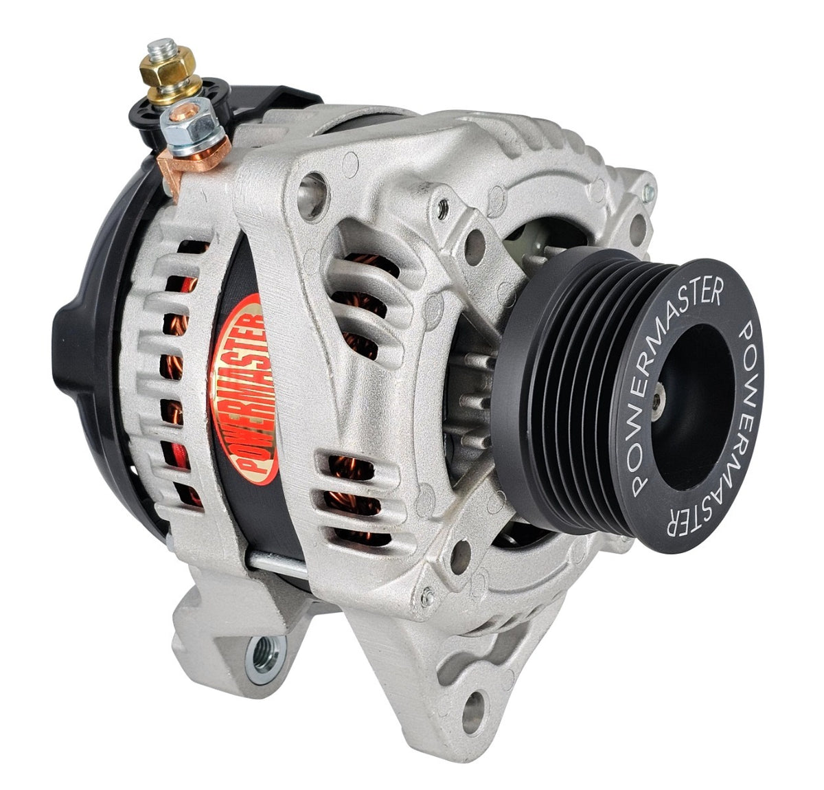 Powermaster 175 Amp Denso Alternator, 6-Groove Solid Pulley, Natural Finish 841626