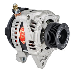 Powermaster 175 Amp Denso Alternator, 6-Groove Solid Pulley, Natural Finish 841626