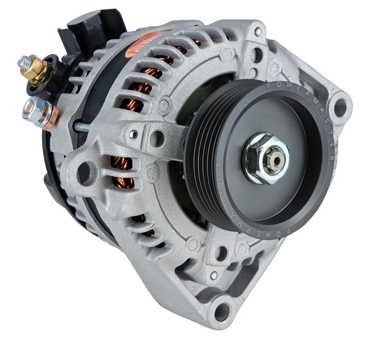 Powermaster HPR 180 Amp Alternator for GM, 6-Groove Pulley, 4-Pin, Natural Finish 8440093-4