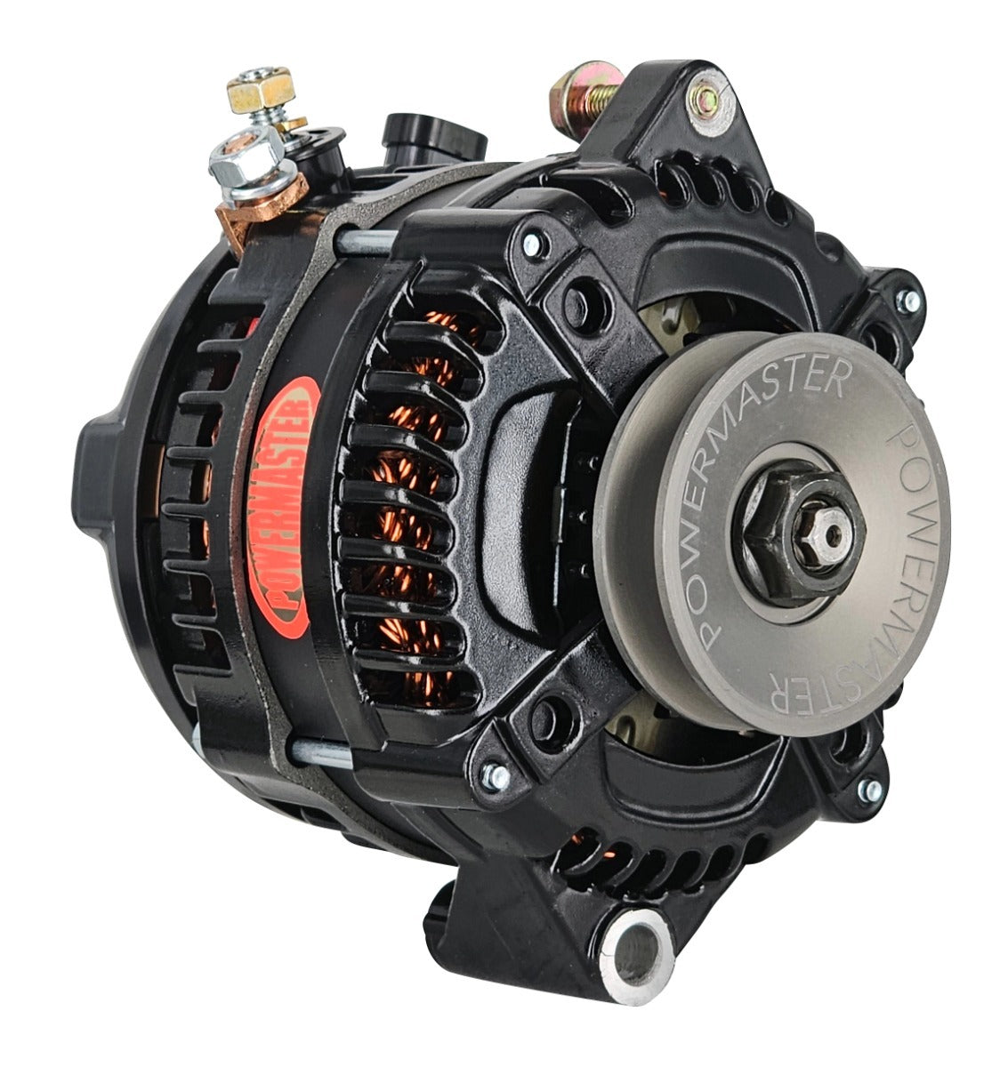 Powermaster HPR 180 Amp Alternator for GM, 1-Groove V-Belt Pulley, 18.2V Preset, Black Finish 8578011-18.2