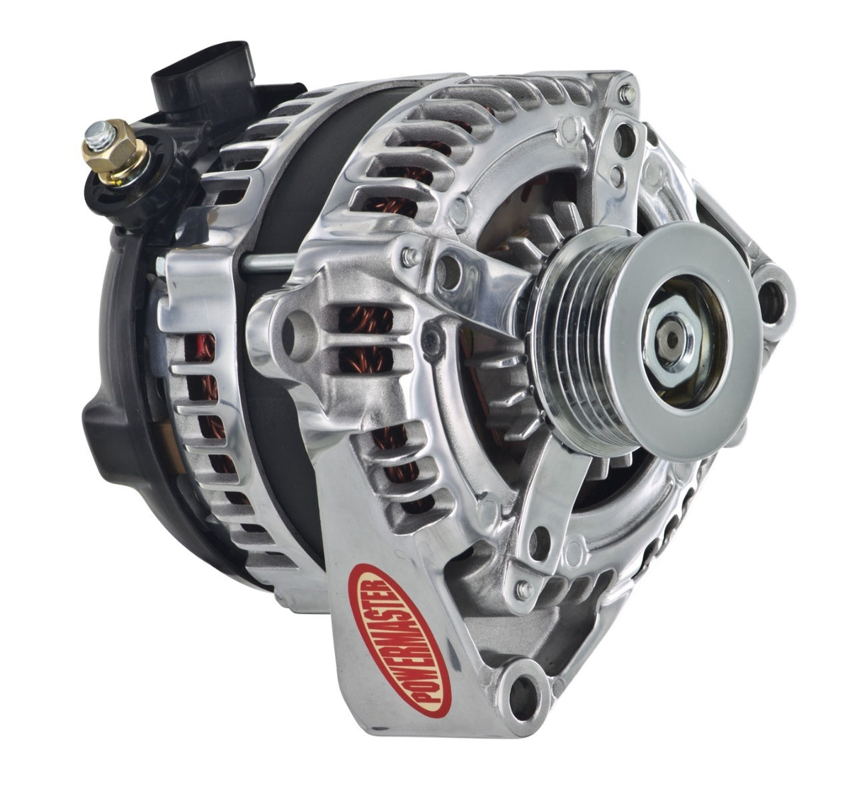 Powermaster HPR 180 Amp Alternator for GM, 6-Groove Pulley, 4-Pin, Polished Finish 864009-4
