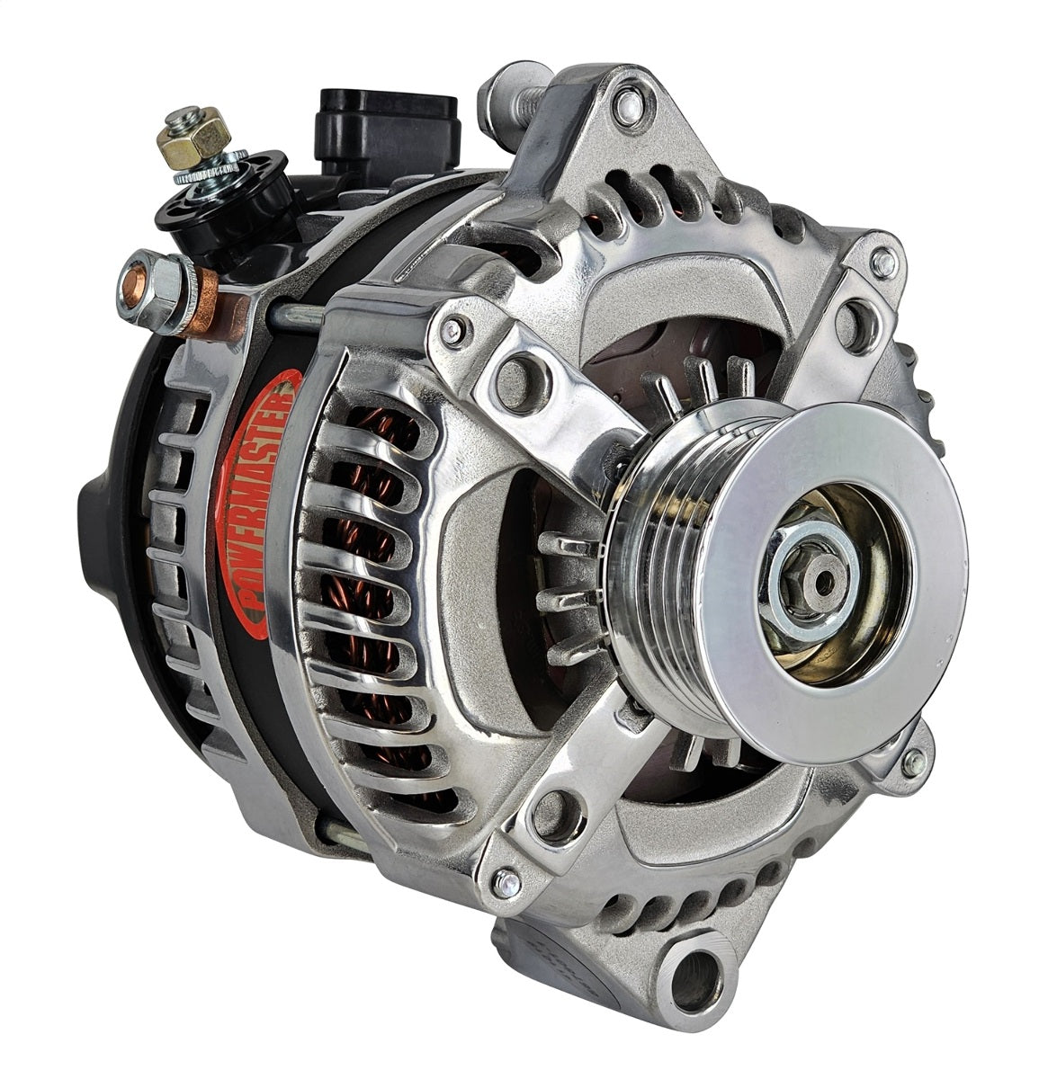 Powermaster 175 Amp Alternator for GM, 6-Groove Pulley, 1-Wire, Polished Finish 867801-1