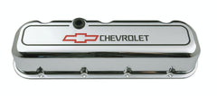 PROFORM 141-140 Engine Valve Covers; Tall Style; Die Cast; Chrome with Bowtie Logo; BB Chevy