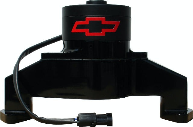 PROFORM 141-674 Electric Engine Water Pump; Aluminum; Black with Bowtie Logo; Fits BB Chevy