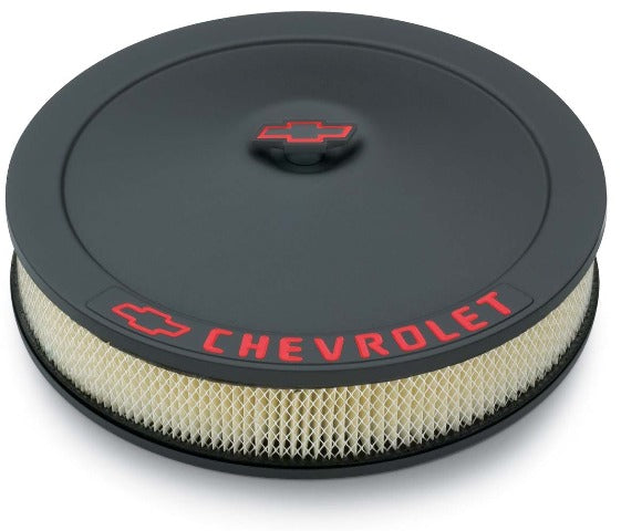 PROFORM 141-752 Engine Air Cleaner Kit; 14 Inch Dia; Black Crinkle; Chevy Lettering w/Bowtie Nut