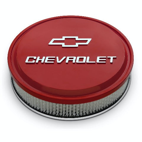 PROFORM 141-836 14 Air Cleaner Kit; Aluminum; Red; Raised Chevy And Bowtie Emblems