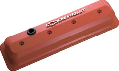 PROFORM 141-841 Valve Covers; SBC; 87-Pre LS; Ctr Bolt; Tall; Alum; Orange; Raised Emblems