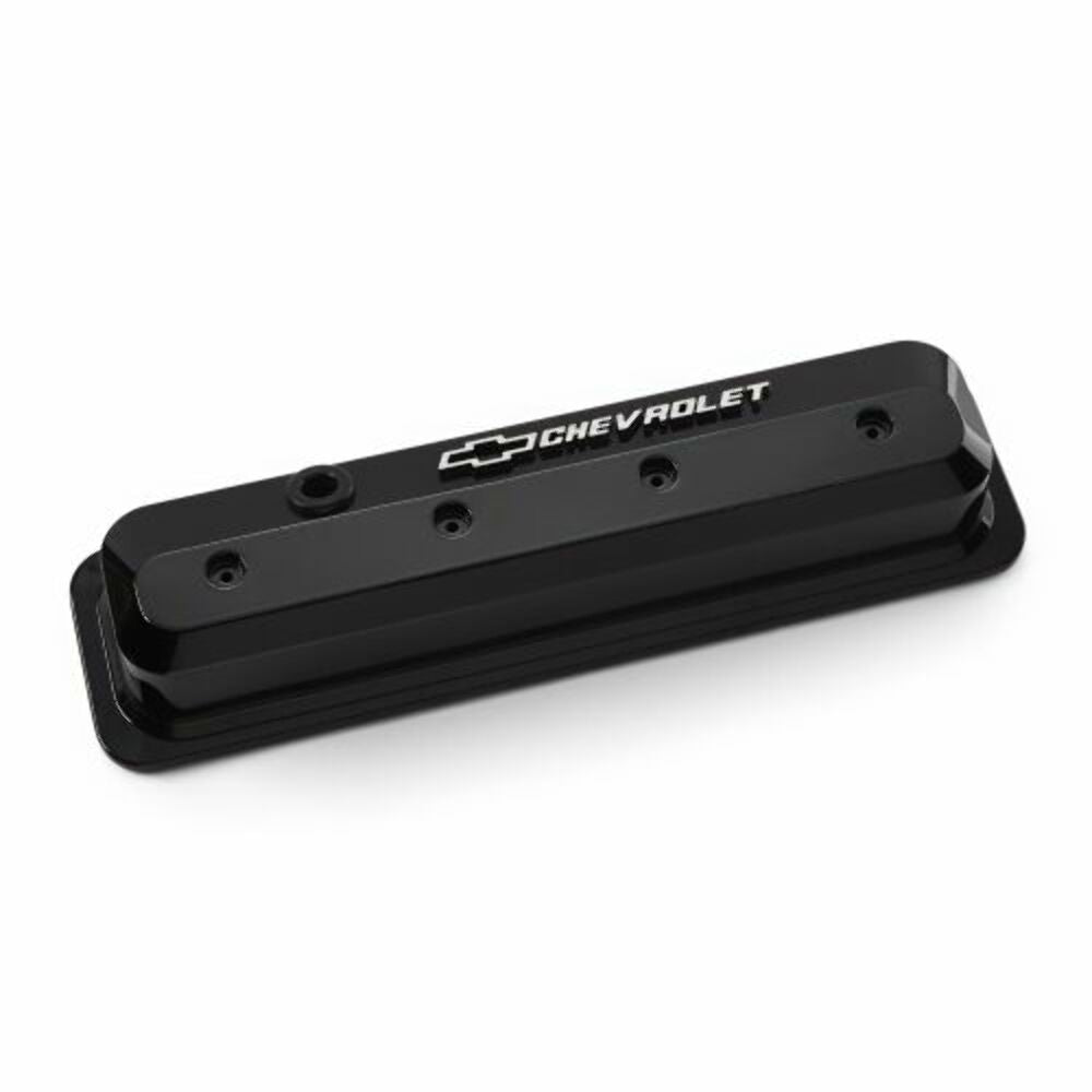 Proform Valve Covers SBC Gen 2 Tall Alum Raised Bowtie Emblems Liquid Black PN. 141-847