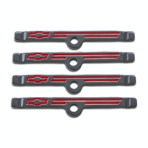 PROFORM 141-885 Engine Valve Cover Hold down Clamps; Shark Gray w/Bowtie Emblem; SBC Gen 1; 4 Pc