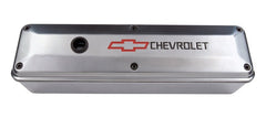 PROFORM 141-910 Engine Valve Cover; 2-Piece Tall Style; Die Cast; Polish w/Bowtie Logo; SB Chevy