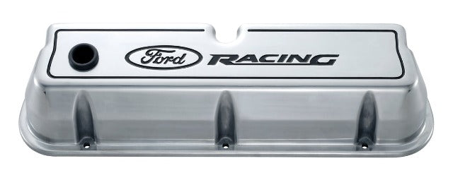 PROFORM 302-001 Engine Valve Covers; Tall Style; Die Cast; Polished with Ford Logo; For SB Ford