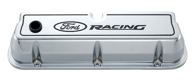 PROFORM 302-002 Engine Valve Covers; Tall Style; Die Cast; Chrome with Ford Logo; For SB Ford